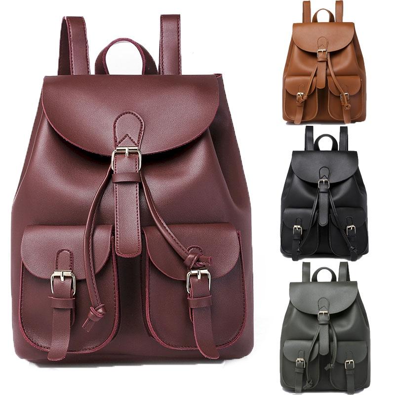 Fashionable College Style Backpack For Women With Pure Color And Waterproof Feature