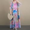 DIMANAF New 2026 Summer Beach Women Plus Size Fashion Lady Long Dress Loose Oversize Maxi Floral Print Cotton