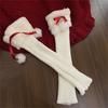 Women Winter Ribbed Knit Leg Warmer Stockings Y2K Harajuku Furry Trim Plush Ball Bow Christmas Leg Cover Long Boot Socks
