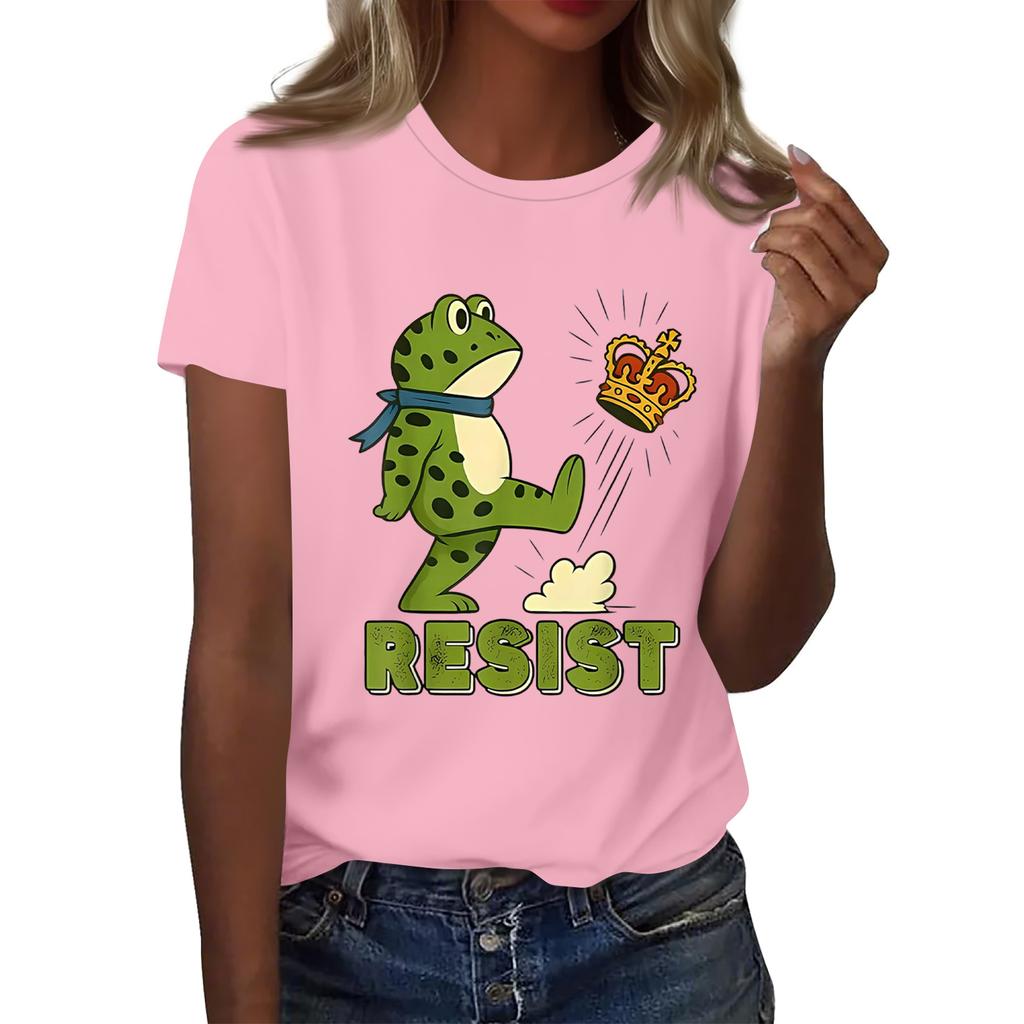 Women's Printed Round Neck Short Sleeve Top