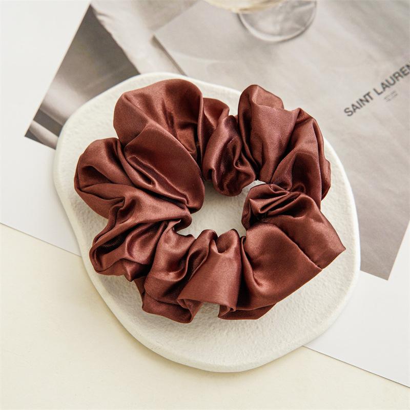 Fashion Luxury Women Silk Satin Scrunchies Solid Color Silk Elastic Hair Bands Ties Rubber Bands Sports Dancing Ponytail Holder