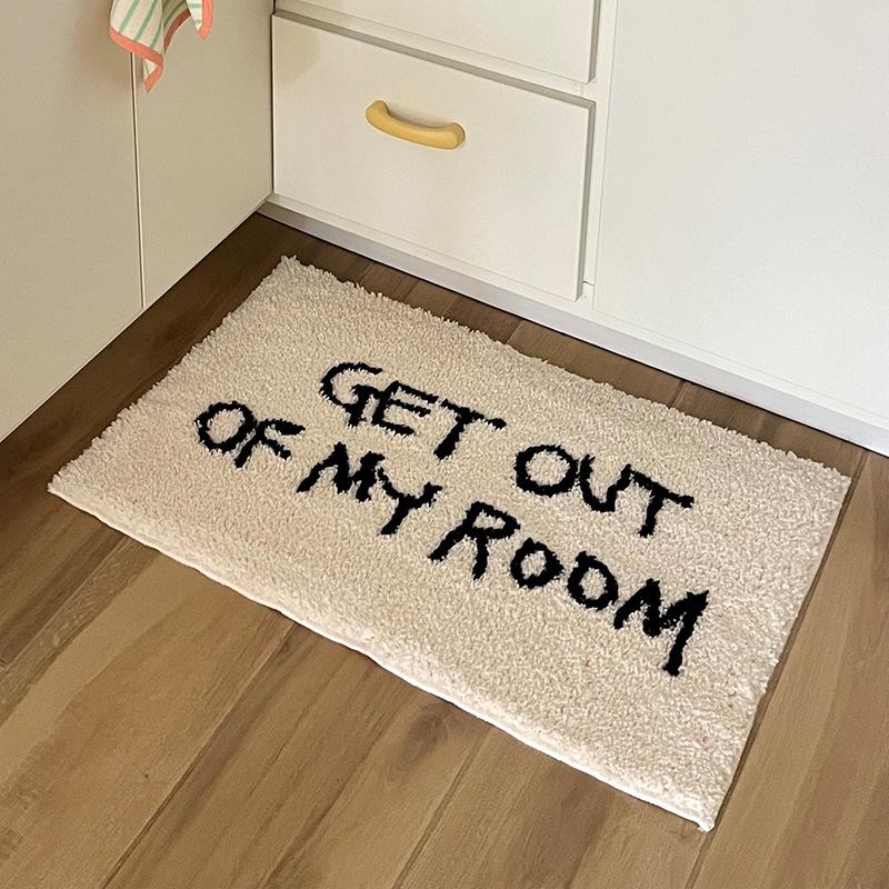 Thickened bathroom absorbent floor mat Korean personalized letter flocking foot mat bathroom non-slip carpet bedside blanket