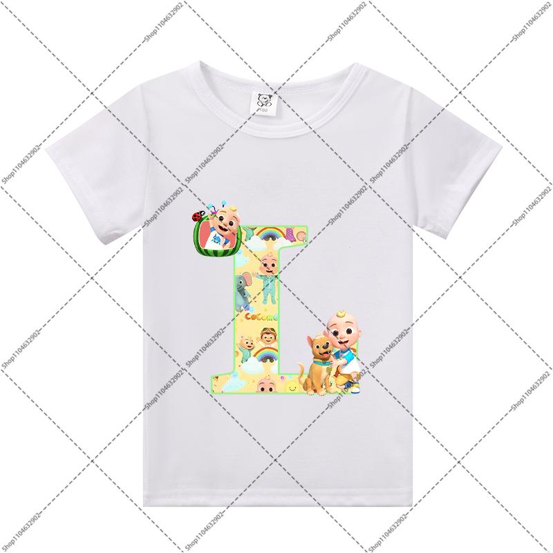 Cocomelons Kids Clothes Cartoon Anime Letter A-Z Print T-shirt Boys Girls Cute Cotton Tee Children Summer Fashion T Shirt Gifts