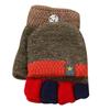 New Children's Thermal Writing Gloves Autumn and Winter Thickened Flip Color Matching Wool Finger Knitted Student Gloves Women