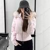 Cappotto invernale da donna in cotone ispessito stile coreano con ampio colletto in pelliccia, design snellente e vita sagomata, giacca corta