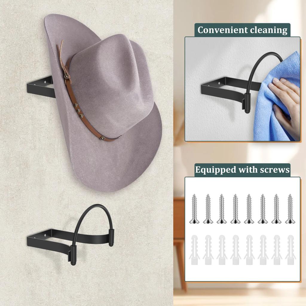 4 st Metall Cowboyhattställ Väggmonterad Kepsdisplayhållare Dekorativ Cowboyhattshållare för Hem Lägenhet Sovsal