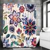 Böhmischer Stil Floral Duschvorhang, Badezimmer Dekorativer Duschvorhang, Wasserdichter Duschvorhang mit Haken