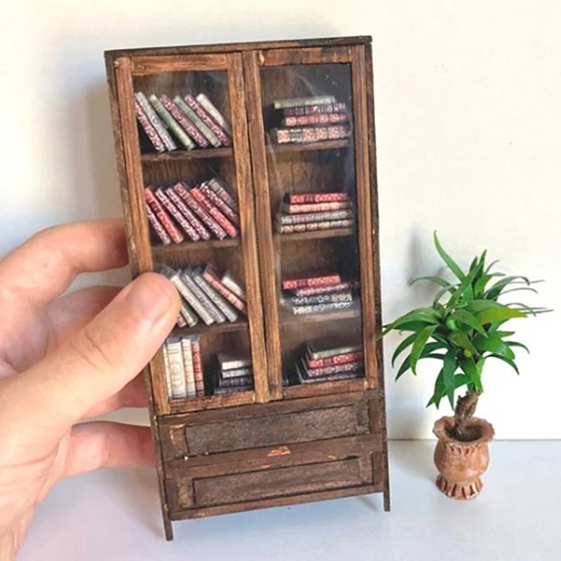 Sensory Miniature Bookshelf Wooden Display Bookcase Sensory Book For Home School Travel Outgoing Working Relaxing Decorations Gi