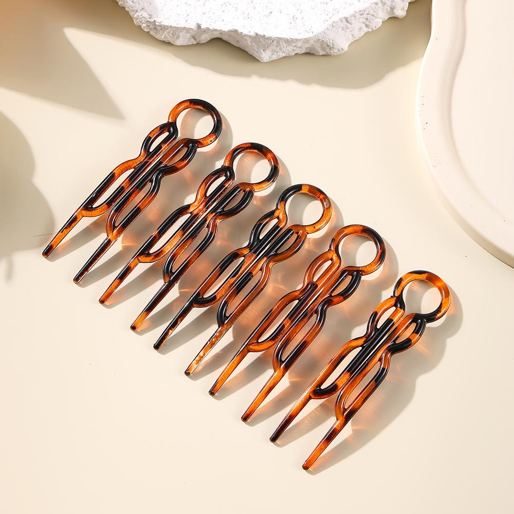 Traceless U-shaped Hair Stick Tortoiseshell Hair Fork Hairpin Geometric Women Girls Hair Accessories Headwear Hairstyle Tools