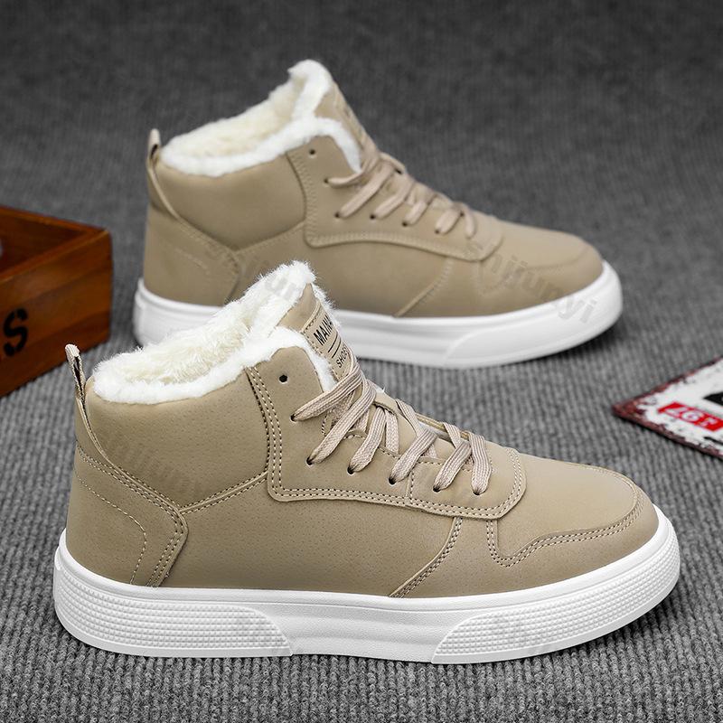 

Мода Мужская Мода Тренд Повседневные Теплые Толстоподошвенные Плюшевые Ботинки 2025 Зима Удобные Универсальные Высокие Нескользящие Массивные Хлопковые Ботинки 44 хаки