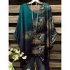 Camiseta de Verano para Mujer Estampado de Colibrí y Pavo Real Cuello Redondo Cola Cómoda Manga Corta Oversize Dobladillo Irregular Tops