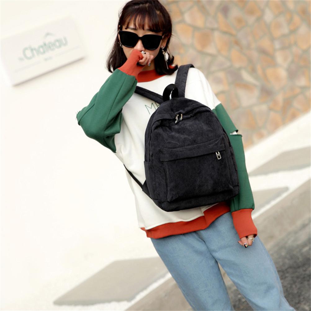 

Corduroy Backpack Striped School Bag Travel Backpack Casual Daypack Laptop Backpack for Boys Girls