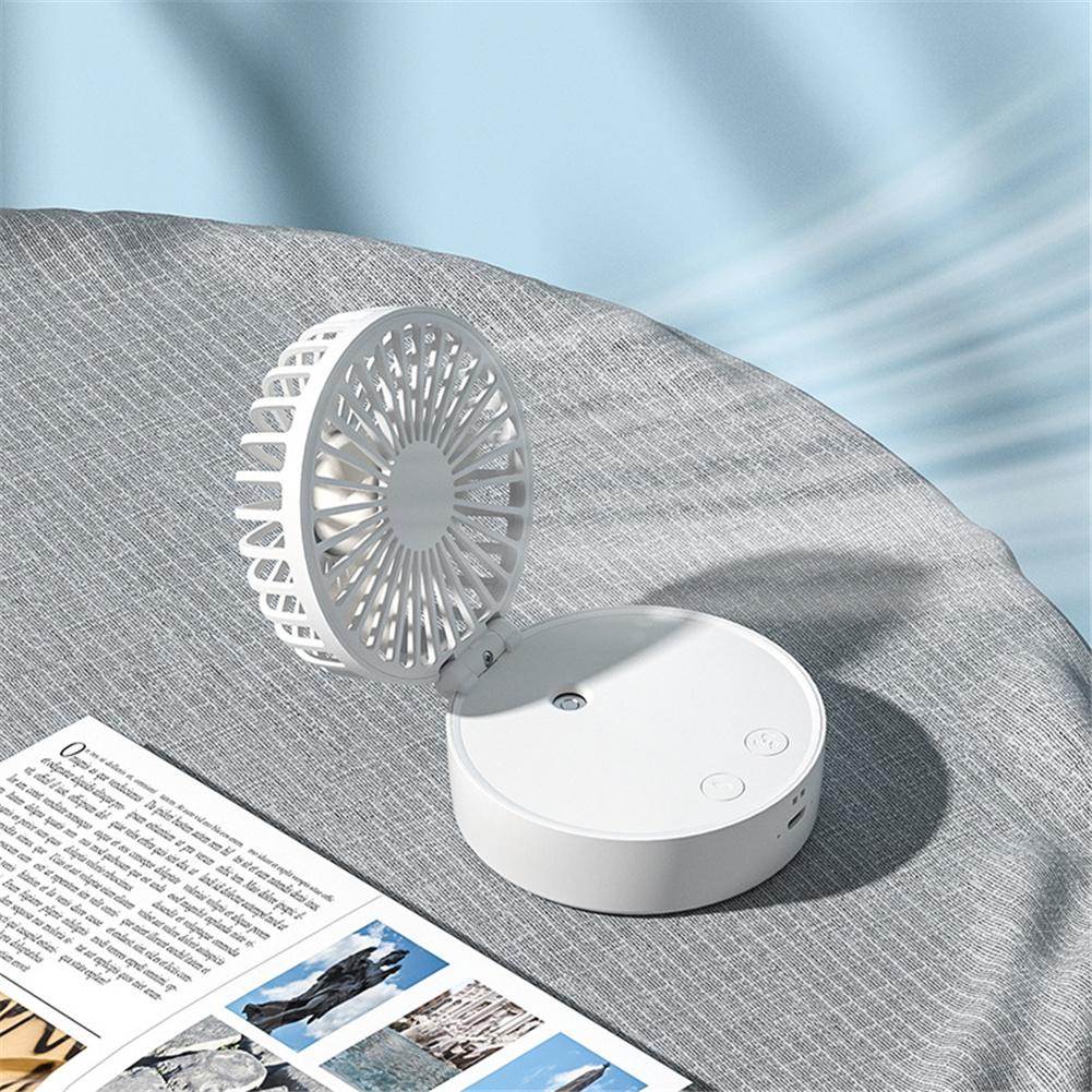 Portable Mini Fan Usb Charging Hanging Neck Handheld Folding Fan Humidifying Spray Night Light white#0