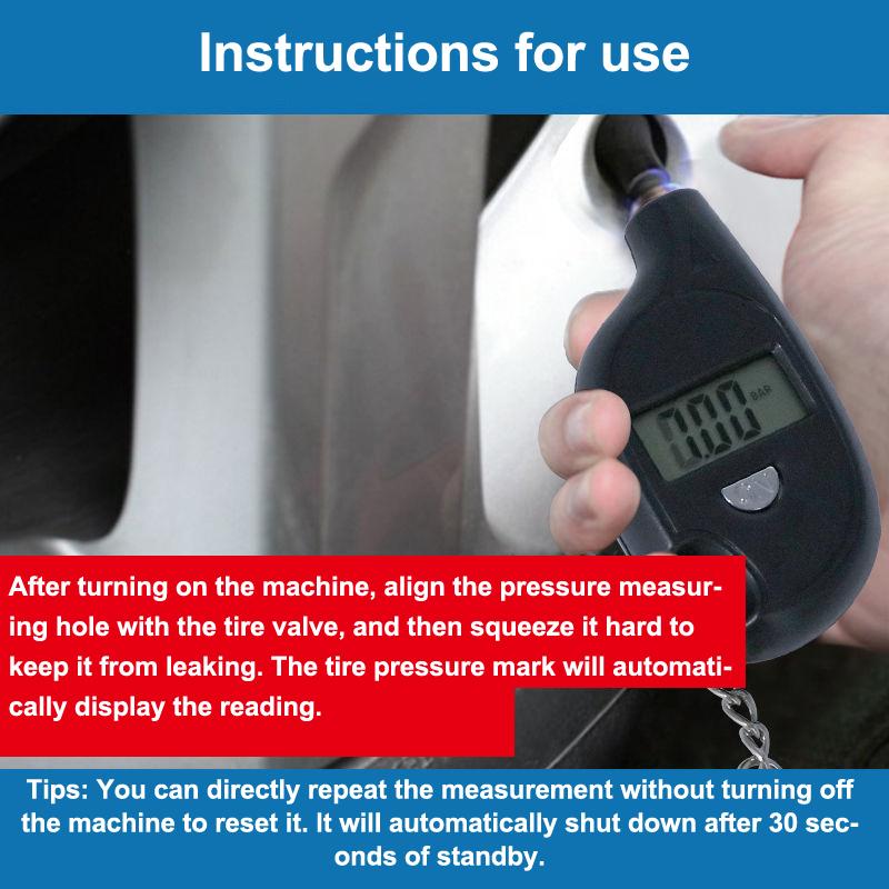 Mini Keychain Style Tire Gauge Digital Lcd Display Car Tire Air Pressure Tester Meter Auto Car Motorcycle Tire Safety Alarm