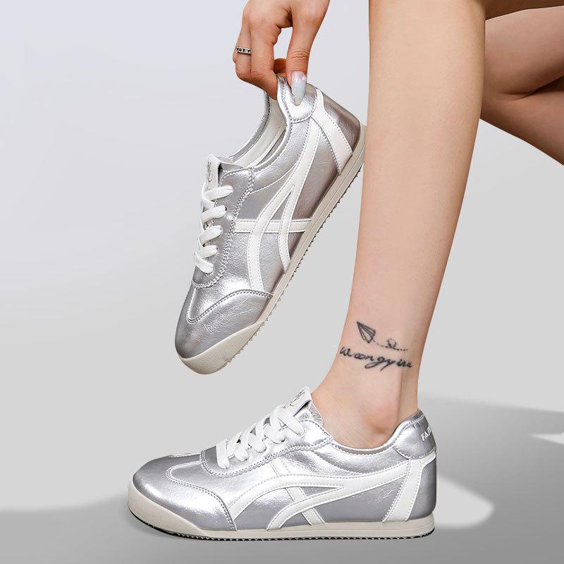 Color Matching Lace-up German Training Shoes Women's Summer 2025 New Fashion Versatile Comfortable Sports Leisure Lightweight White Shoes