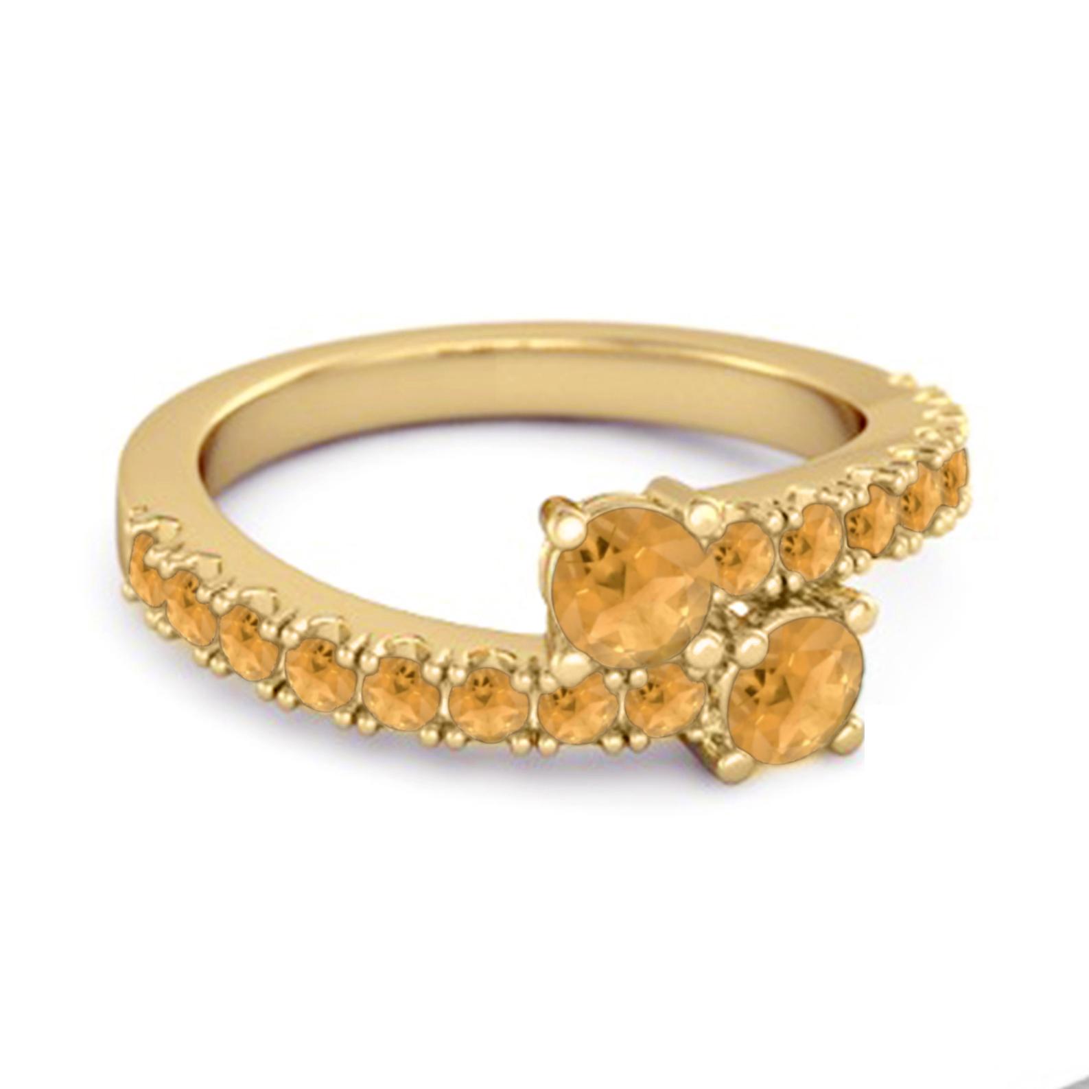 Citrine Twisted Halo Accent Design Ring - 925 Sterling Silver Gold Vermeil 9.5 жёлтый