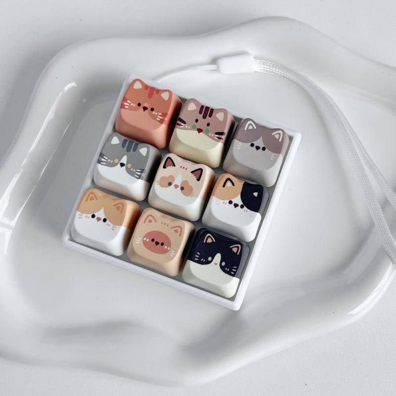 Cute Cartoon Cat Shaped Keycaps Vivid Patterns Smooth Touch Replaceable for Mechanical Gaming Keyboard DIY Desktop Decor