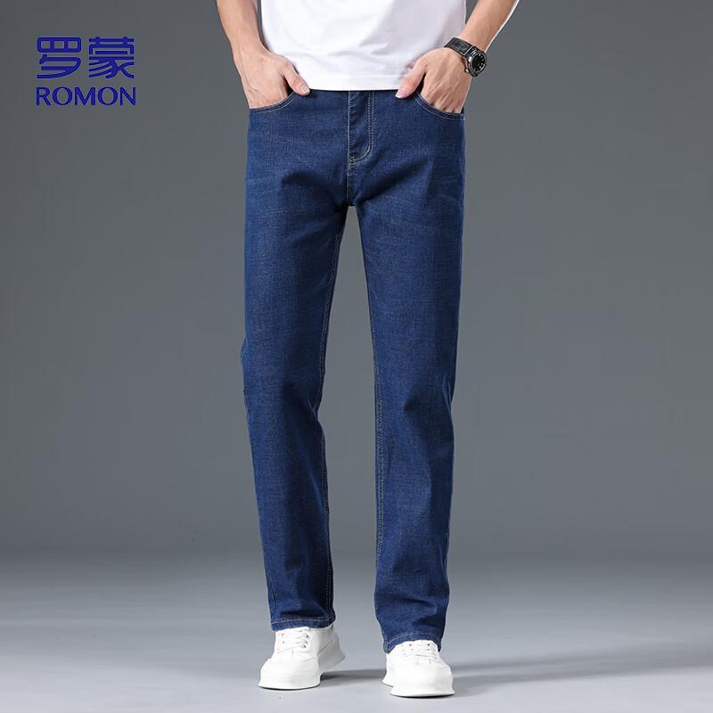 

ROMON Men s Loose Straight Fit Micro-Elastic Jeans NZ204 32