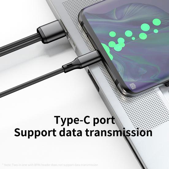 Data Cable 3-in-1 5A Type-C Micro Fast Charging USB 8Pin Phone Charger Wire
