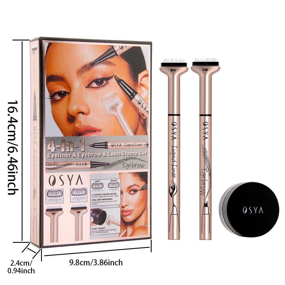 Ekskluzywny zestaw 4 w 1 do pielęgnacji oczu: Eyeliner, Kredka do brwi, Szczoteczka do tuszu do rzęs, Stempel do dolnych rzęs