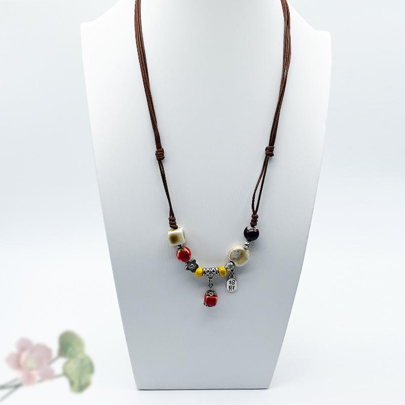 Accessories, Jewelry, Woven Beaded Sweater Chain, Ceramic Necklace, Female Niche Feeling Does Not Fade