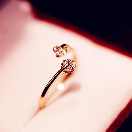 Damen Mode Offener Fingerring mit doppeltem Zirkonia-Besatz Party Schmuck Geschenk
