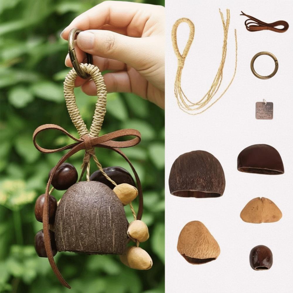 Natürliche Nussnussschale Nussnussschale Windspiele Handgekurbeltes DIY Natürliche Fruchtschale Glocken Bausatz Yoga Meditation Windspiele Material-Bausatz