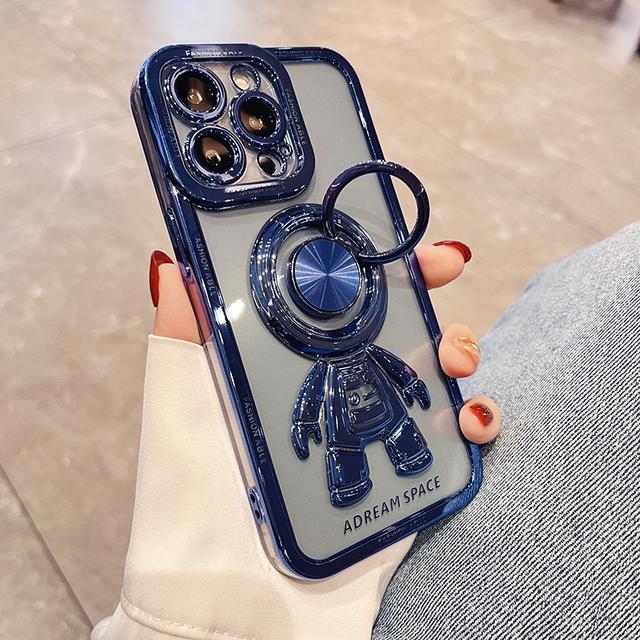 Electroplateastronaut Fold Stand Holder Case for Iphone 14 13 12 11 Pro Max Xs Xr X 14 7 8 Plus Luxury Soft Protective Shell