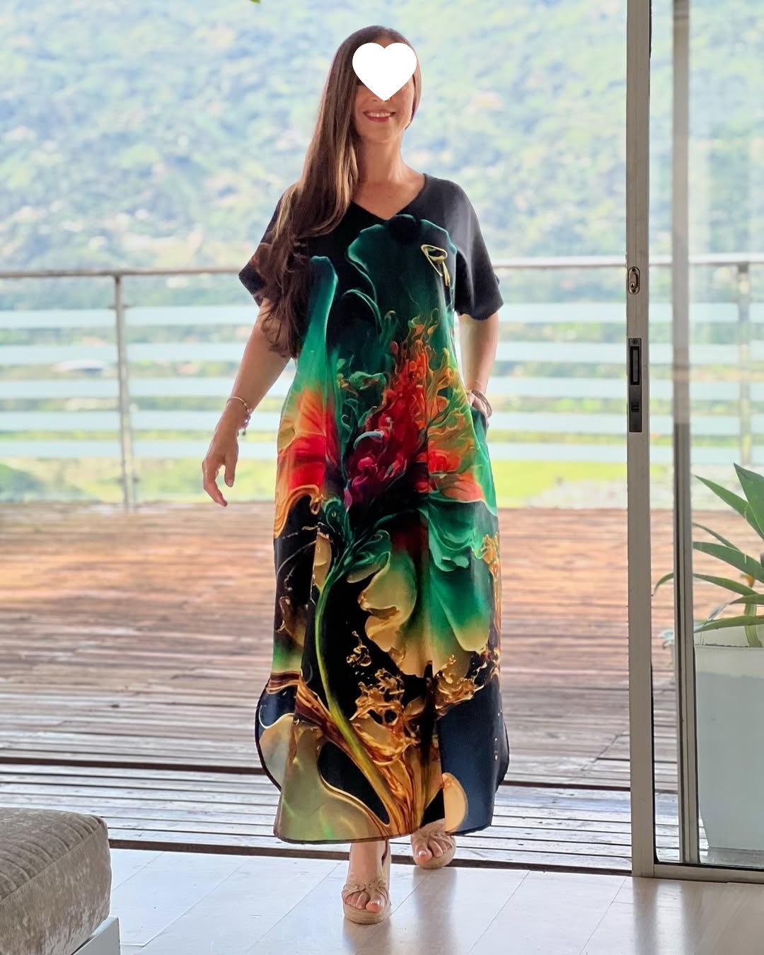 European & American Plus Size Printed Skirt 2025 - Model 5581 XL зелёный