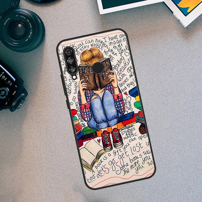 Read Books illustration For Huawei Nova 5T 9 10 SE 3i 7i 8i 11i 12i Y60 Y61 Y70 Y72 Y73 Y90 Y91 P30 P40 Lite Case