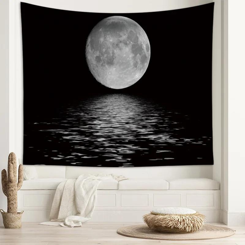 Starry Sky and Moon Beautiful Galaxy Pattern Hanging Cloth Home Wall Decoration Tapestry Bedroom Living Room Tapestry