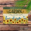 Vintage Sunflower Aluminum Garden Sign, Custom Name Year Outdoor Home Decor