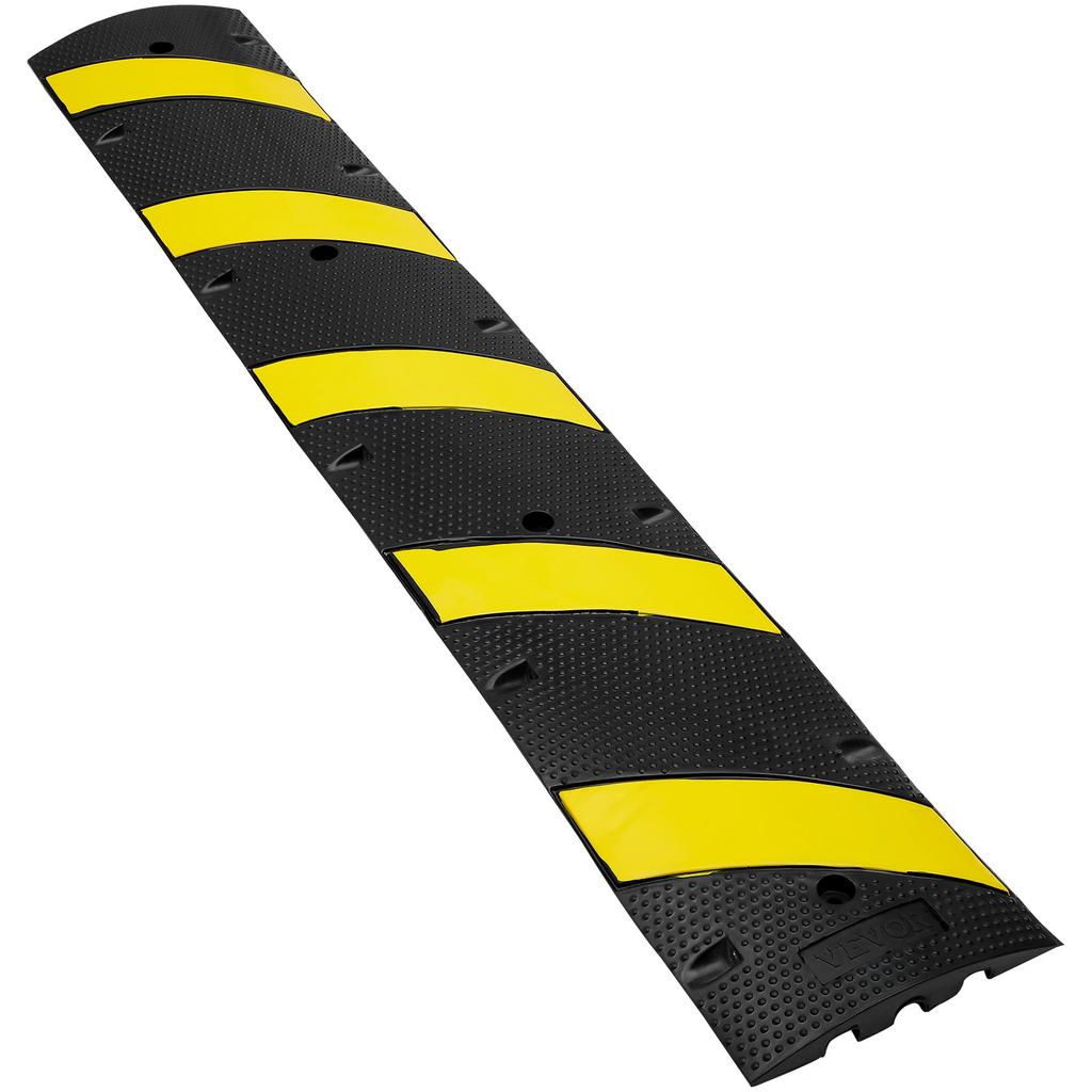 VEVOR 2PCs Rubber Speed Hump 183 x 30 x 4.5 cm, 2 Channel, 100000 kg Capacity Heavy Duty Traffic Speed Bump