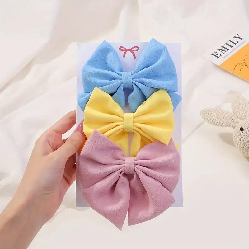 

3pcs 4.13 Grosgrain Ribbon Hair Bows Clips Sweet Bowknot Hairpins Barrettes Headwear Women Girls Hair Accessories