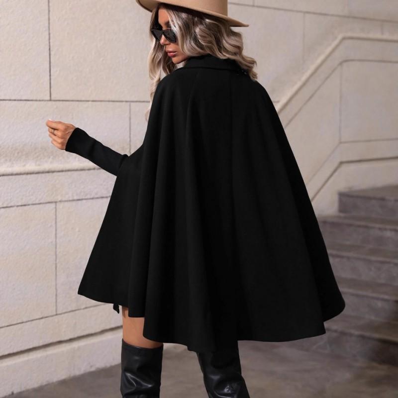 Dámský vlněný směsový plášť Zimní středně dlouhý dvouřadý Oversized Elegantní Trenčkot Svrchní oděv