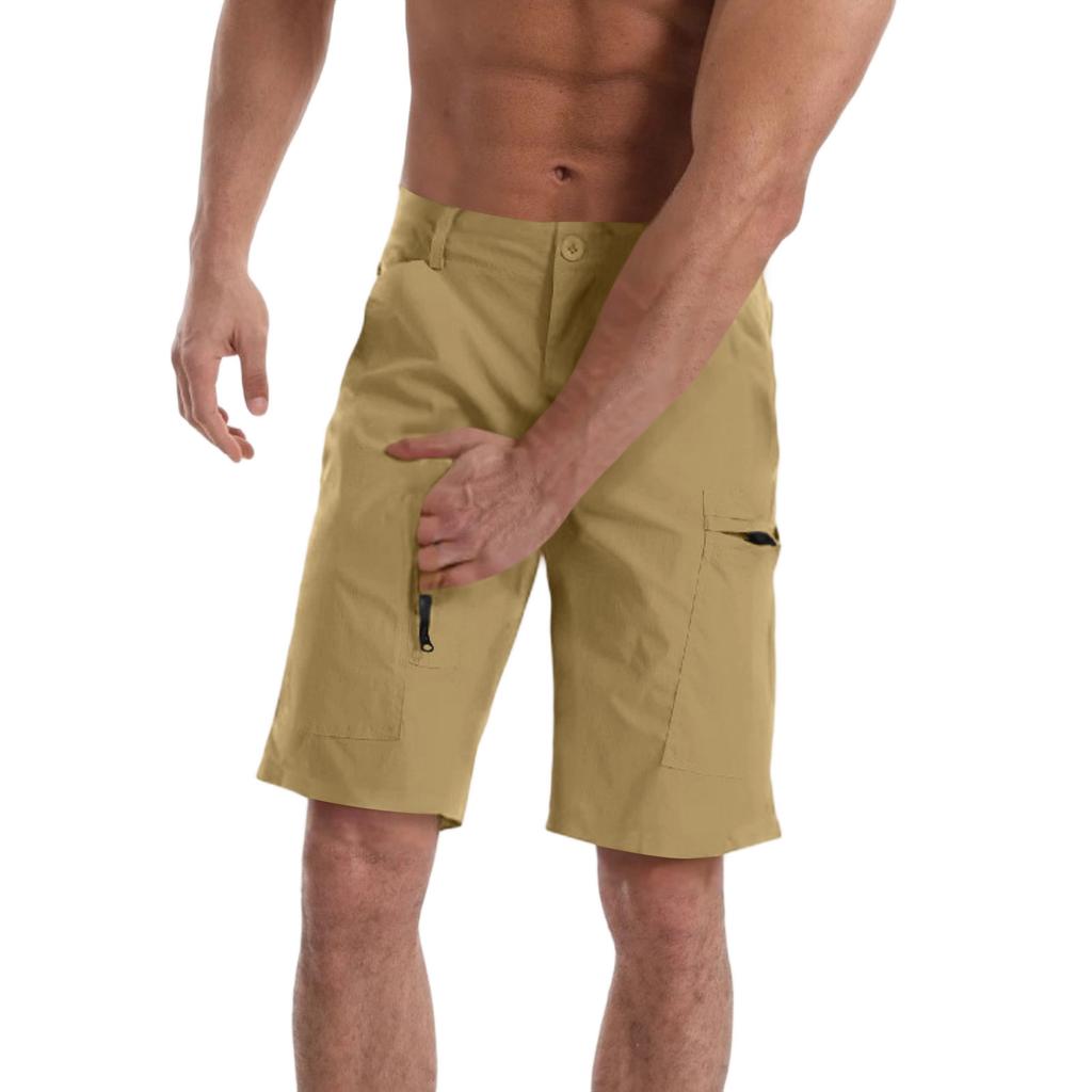 Men's Loose Fit Casual Lightweight Multi Pocket Cargo Straight Leg Hiking Quick Dry Shorts for Outdoor Activities