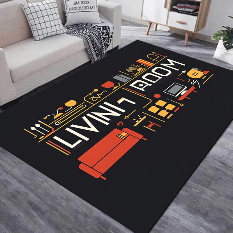 Floor Mat Crystal Fleece Non-Slip Living Room Carpet - Vibrant Geometric Design,  Polyester  Longest Side,