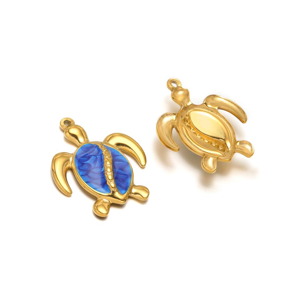 5pcs Stainless Steel Enamel Tortoise Gold Charms Exquisite Turtle Pendant DIY Jewelry Necklace Findings Bracelet Earrings Making
