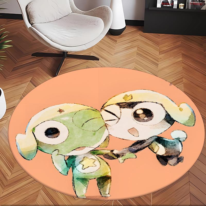 Keroro (5) Round Office Rug Decorative Floor Rug for Office Bedroom Living Room and Home Space
