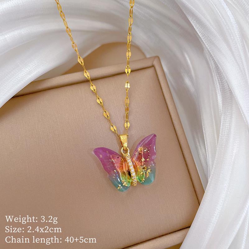 Titanium Steel Moon Pendant Necklace: Elegant Full Diamond Micro-Pave Design, Sparkling and Stylish for Women.