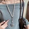 Fashion Shell Pendant Necklaces Women Heart Long Removable Keychain Sweater Chains Minimalist Design Daily Wear Gift Accessories