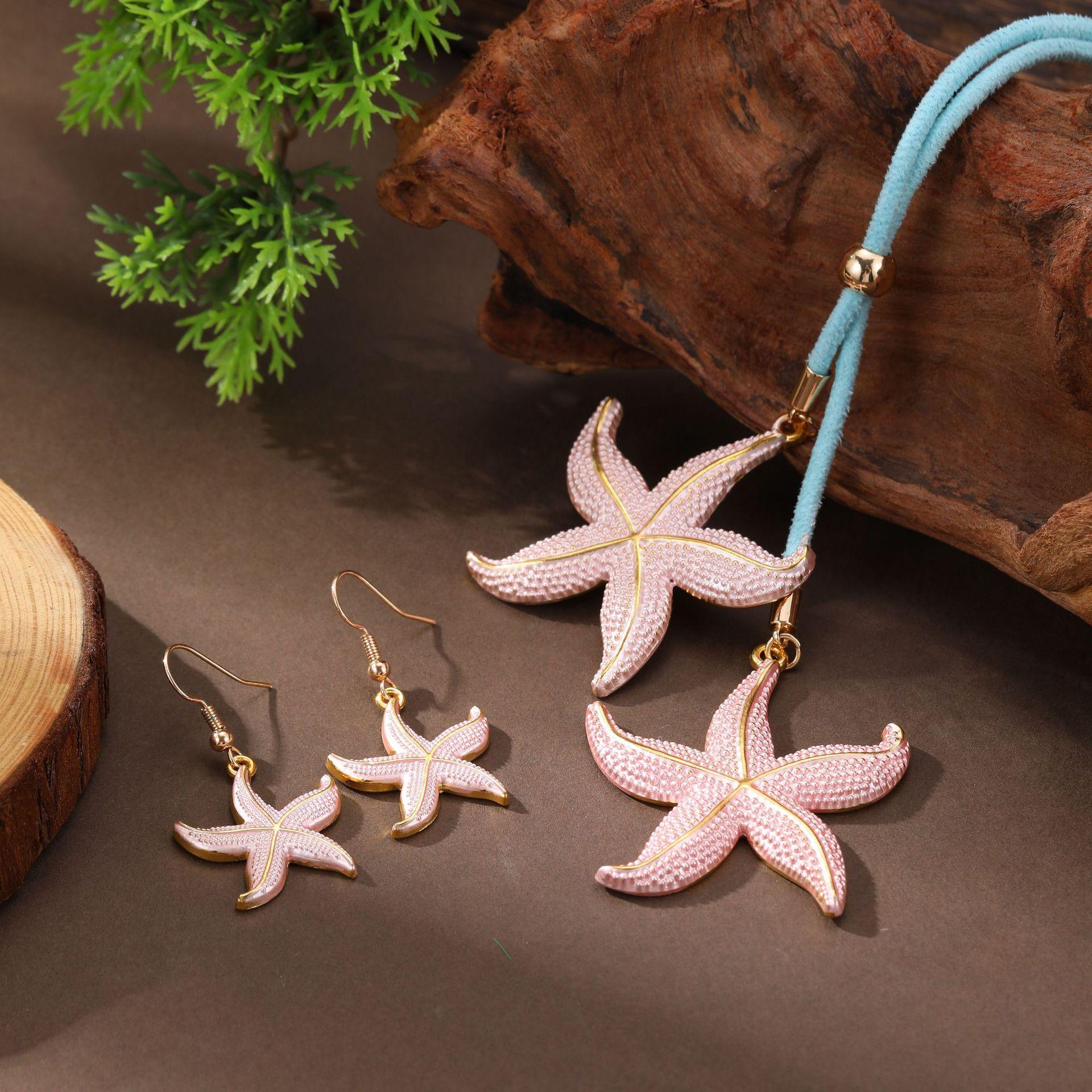 

Новые эмалевые серьги-звездочки, веревочная длинная подвеска, женская мода, высокое чувство, пляжная ракушка, длинное ожерелье