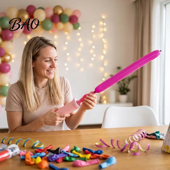 Compact Balloon Inflatable Device Hand Held Plastic Pump, Two Way Dual Action Inflator, Handheld Pump Manual Air for Latex Balloons, Portable