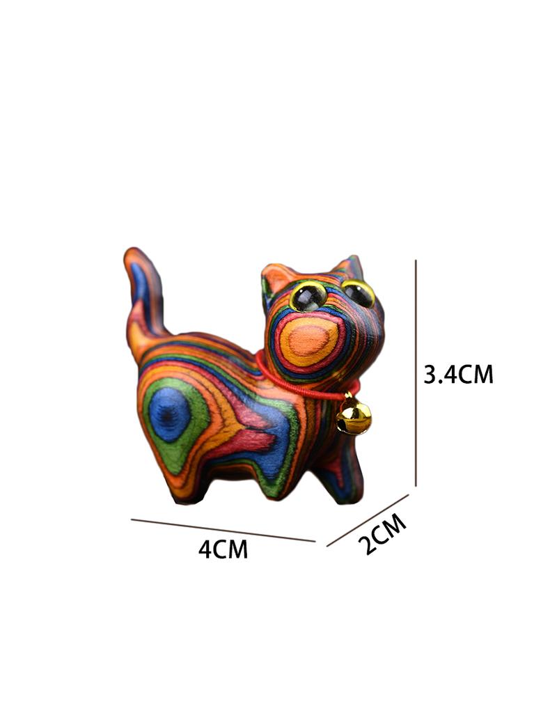 Mini Natural Wood Cat Dog Miniatures Hand-Carved Wooden Puppy Kitty Figures Room Decor Home Decoration Accessories