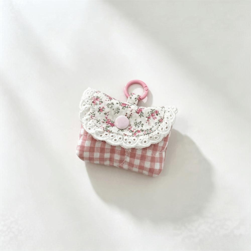 Multifunctional Earphone Storage Bag Plaid Earphone Mini Pouch Headphone Case Daily Use