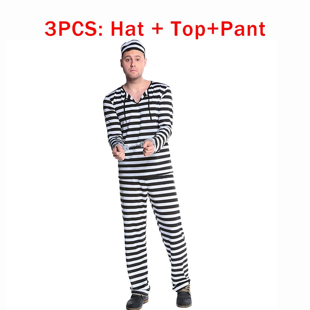 Prisoner's Clothing Classic Black-and-white Striped Couple's Prison Outfits Hats Dress Halloween Party Performance Costume