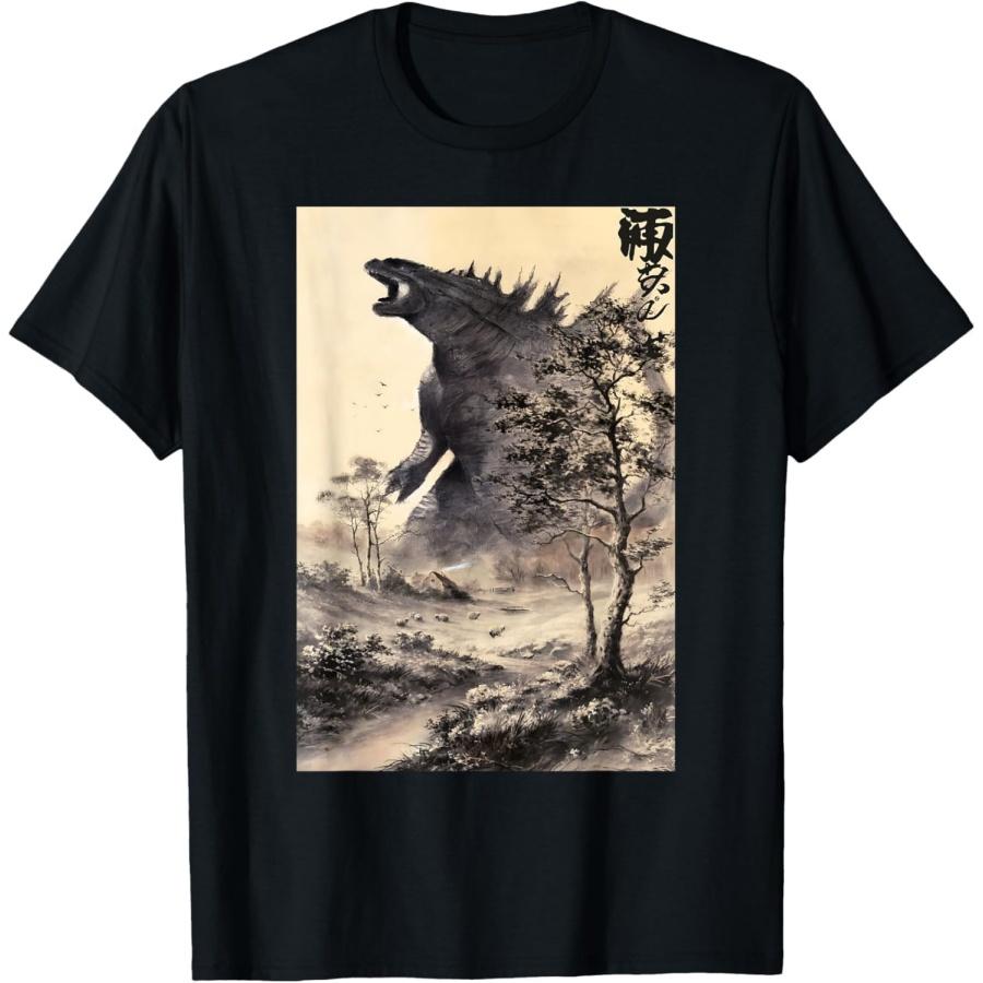 SHAAMOU Retro Vintage Japanese Art Legendary Rare Kaiju Calligraphy T-Shirt S