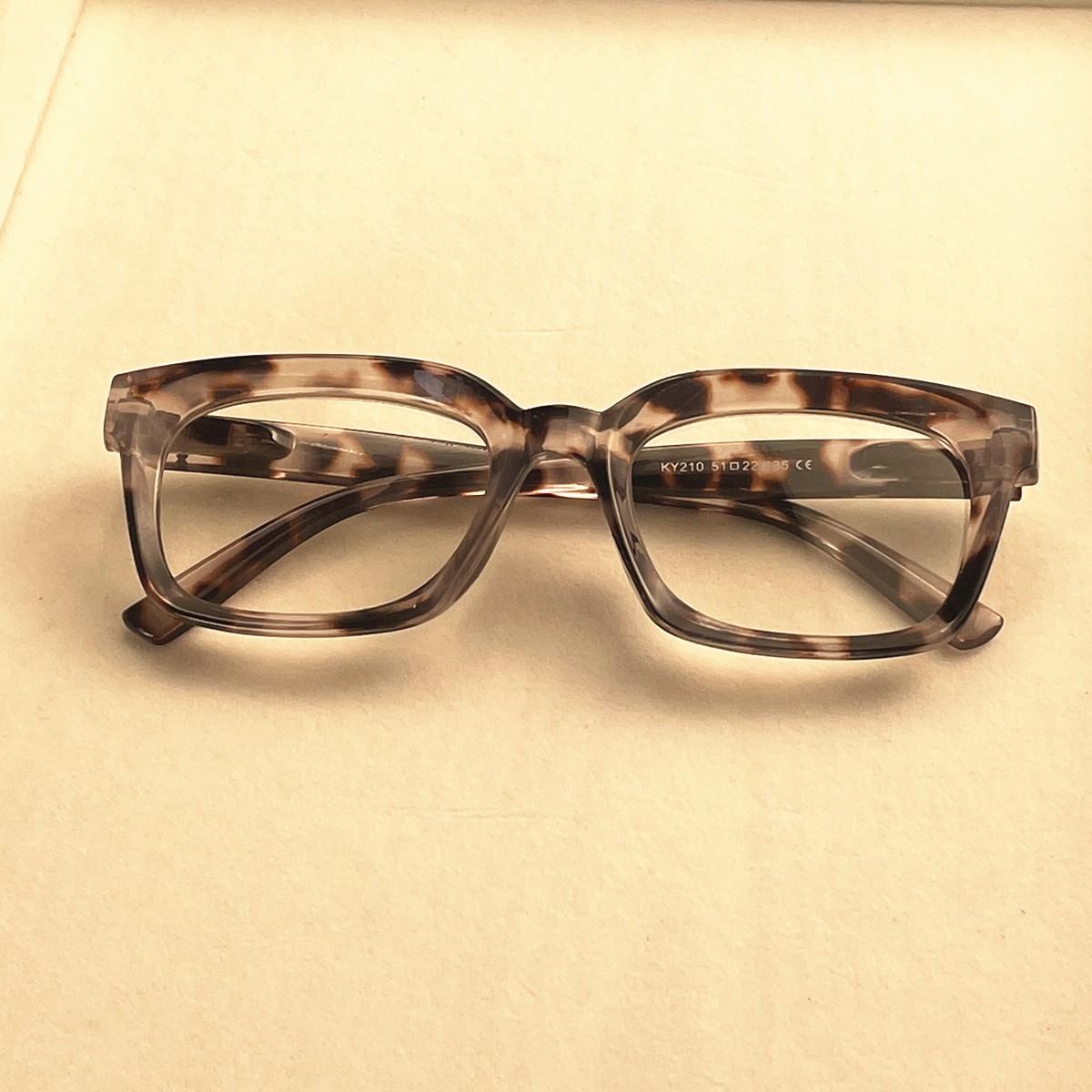 

Women S Fashion Square Reading Glasses With Spring Hinges - Tortoiseshell Solid Brown & Leopard Print Frames 1.0