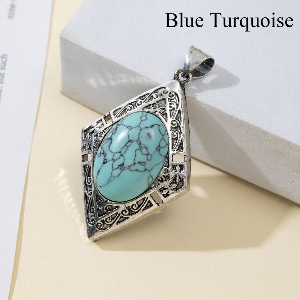 1Pc, Reiki Healing Crystal Pendants Charms, Elegant Rhombus Natural Gemstone Pendant Necklace - Unique Handmade Jewellery, DIY Gifts for Women Men