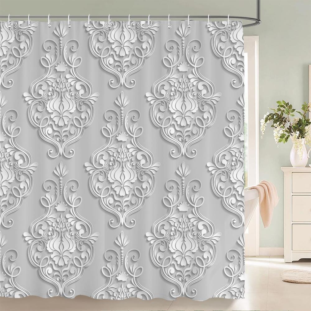 Geometric Pattern Fabric Waterproof Shower Curtain Bathroom Curtains Colorful Stripes Bathtub Decor Bath Screen with 12 Hooks